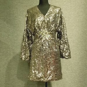 Gold sequins formal dress